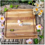 Cutting board butcher block STRIPES SQUARE 24x24x2cm +/-800g talenan kayu jati Jepara